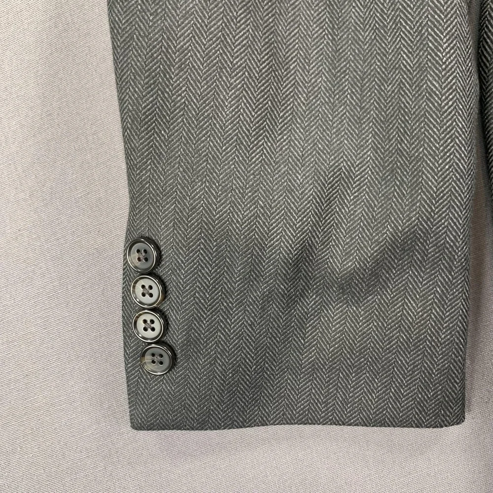 Lauren Ralph Lauren Sport Coat Men‎ 42R Gray Herringbone 2 Button Notch Stretch